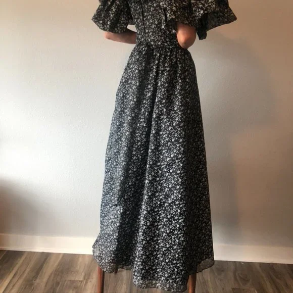 GUNNE SAX JESSICA MCCLINTOCK VINTAGE FLORAL MAXI PRAIRIE PROM DRESS - Picture 6 of 16